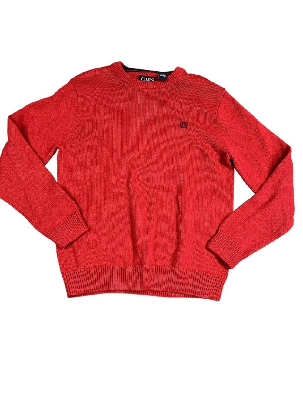 Chaps Mens Red Crewneck Knit Sweater Pullover Long Sleeve Size M